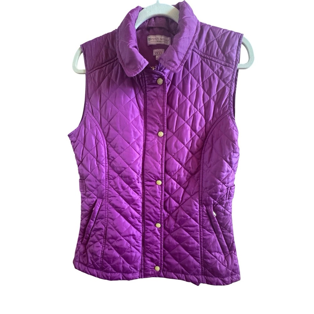 Peter Millar Golf Purple Woman's Small Full Zip Puffer Vest Wind Element Pockets